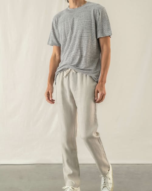 on model image of Bo Linen Pants
