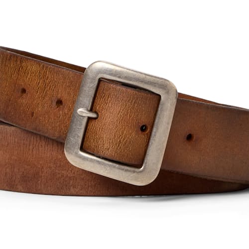 laydown detail image of Burling Hand-Burnished Leather Belt