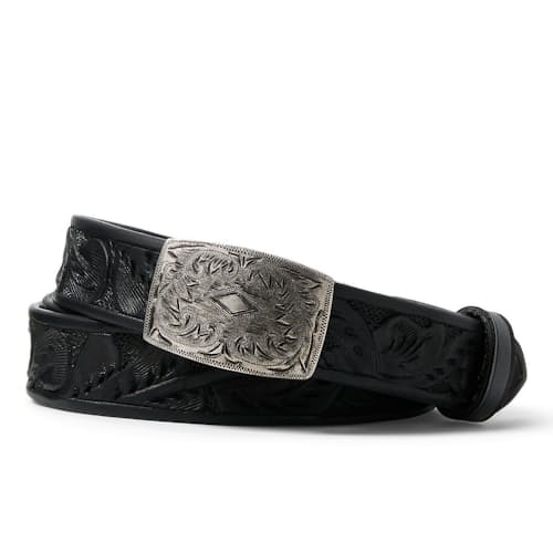 laydown image of Hand-Tooled Embossed Leather Coleman Belt