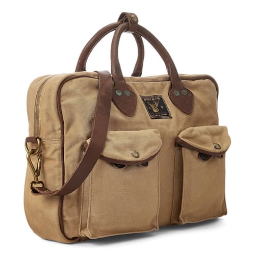 laydown image of Cotton Canvas/Leather Cargo Briefcase