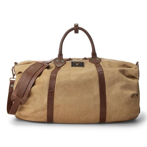 laydown image of Cotton Canvas/Leather Douglas Duffle Bag