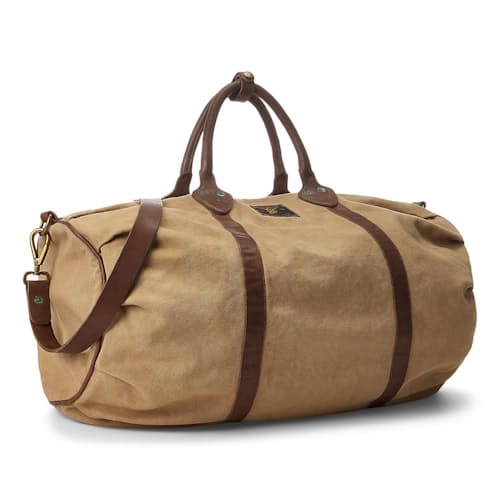 laydown image of Cotton Canvas/Leather Douglas Duffle Bag