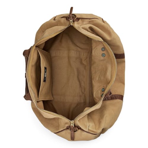 laydown image of Cotton Canvas/Leather Douglas Duffle Bag