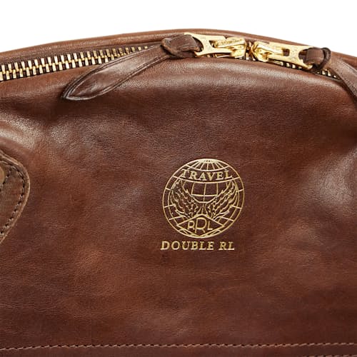 laydown detail image of Cotton/Leather Garment Bag