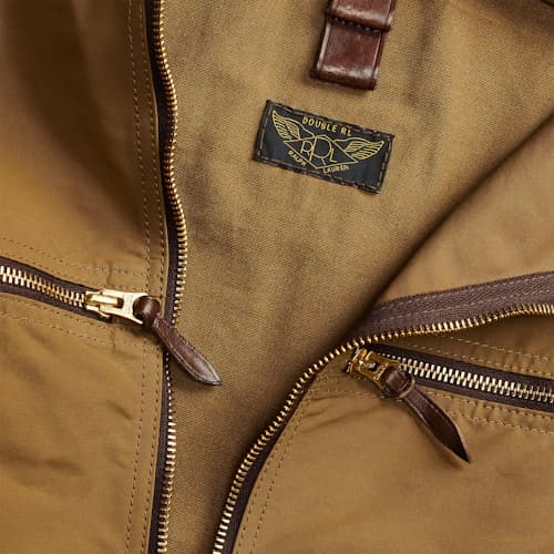 laydown detail image of Cotton/Leather Garment Bag