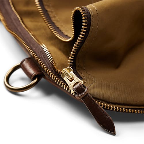 laydown detail image of Cotton/Leather Garment Bag