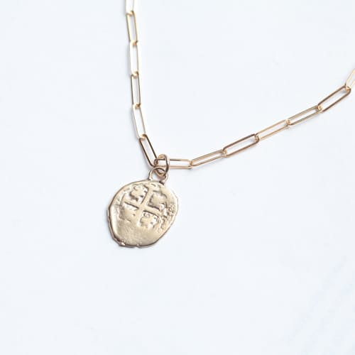 laydown detail image of Women's Omega Coin Necklace