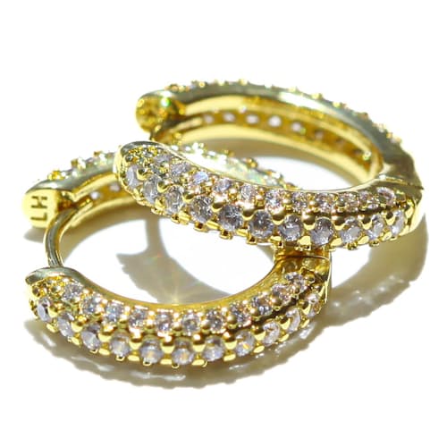 laydown image of Women's Diamond Encrusted Hoop Earrings