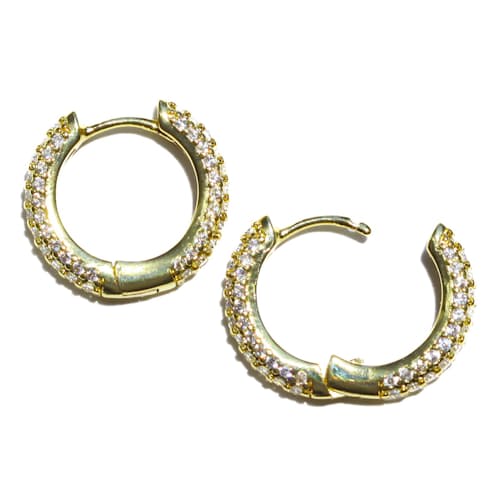 laydown image of Women's Diamond Encrusted Hoop Earrings
