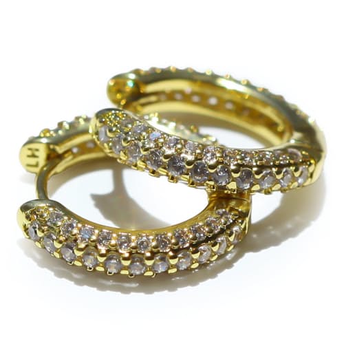 laydown image of Women's Diamond Encrusted Hoop Earrings