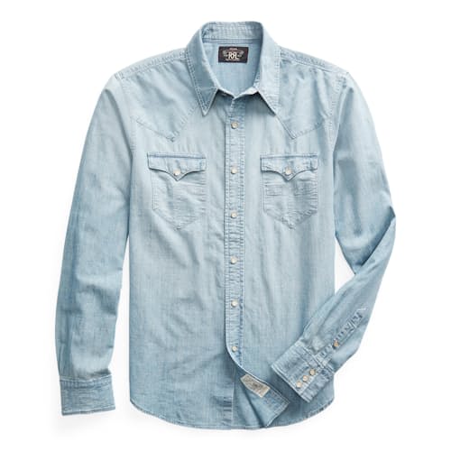 laydown image of Buffalo Western Chambray Workshirt