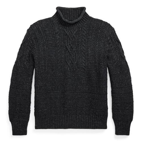 laydown image of Guernsey Roll Neck Sweater