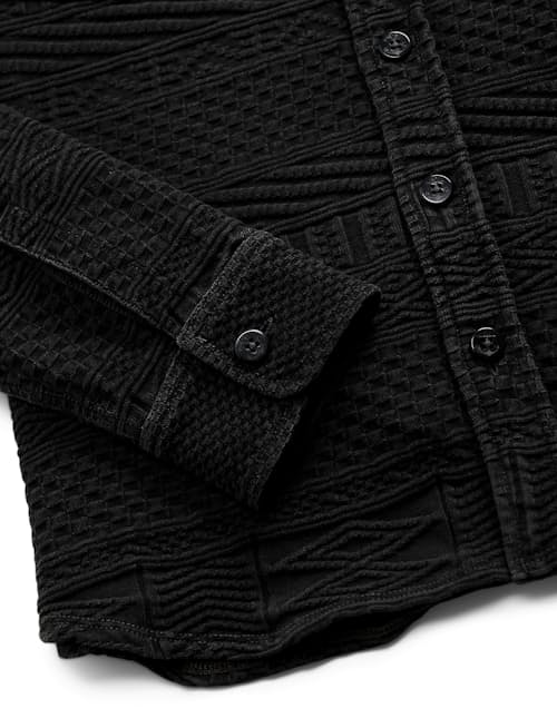 laydown detail image of Indigo Jacquard Julius Shirt Jacket