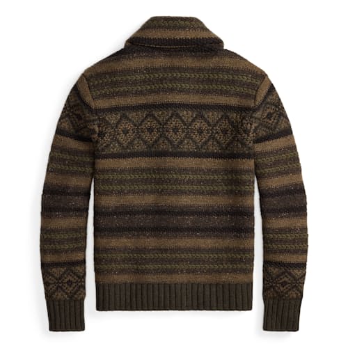 laydown image of Jacquard Shawl Cardigan