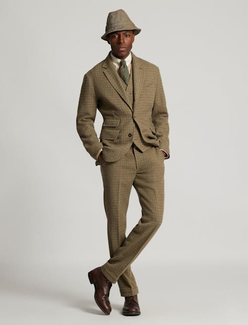 on model image of Morris Wool Blazer