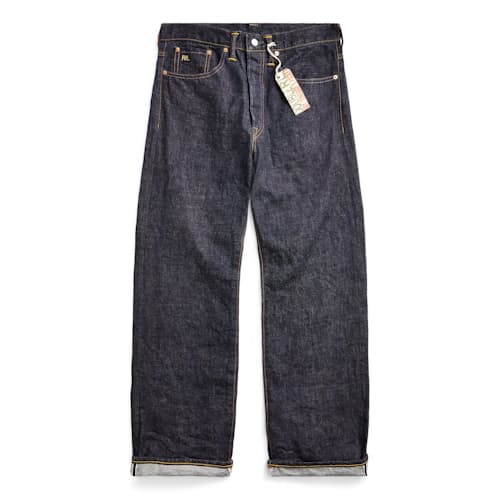 laydown image of Straight Fit Selvedge Denim Jeans