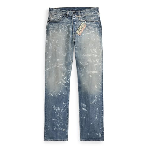 laydown image of Straight Fit Selvedge Denim Jeans