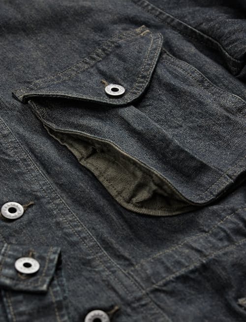 laydown detail image of Vintage Indigo Hugo Denim Jacket