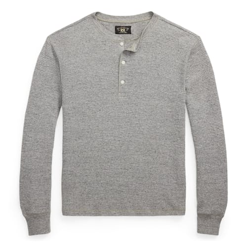 laydown image of Waffle Knit Henley T-Shirt