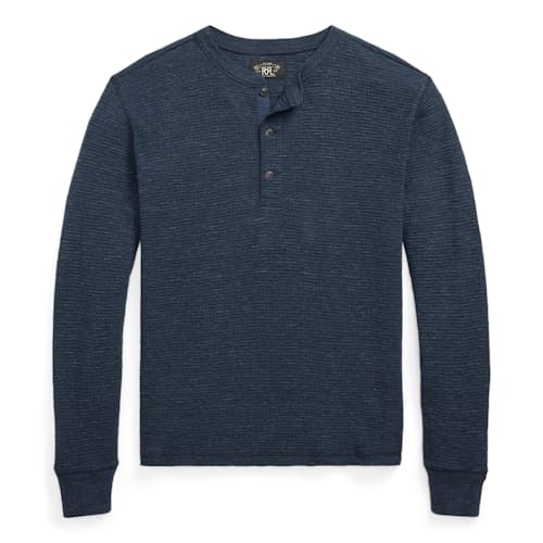 laydown image of Waffle Knit Henley T-Shirt