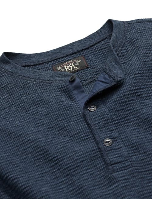 laydown detail image of Waffle Knit Henley T-Shirt
