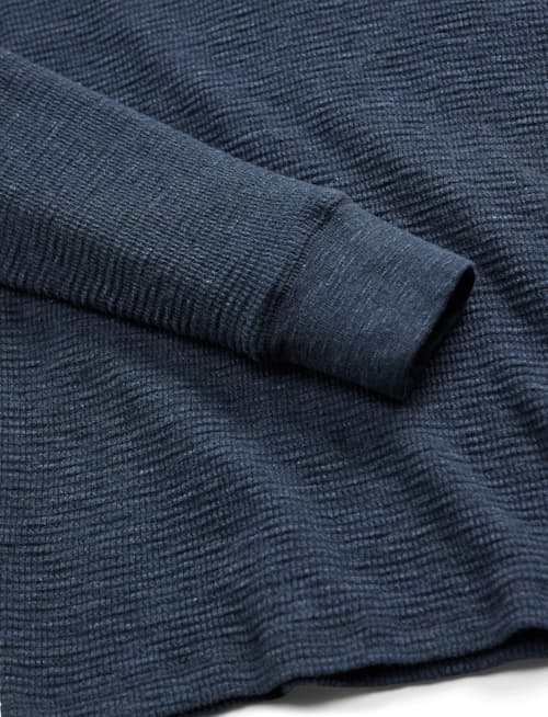 laydown detail image of Waffle Knit Henley T-Shirt