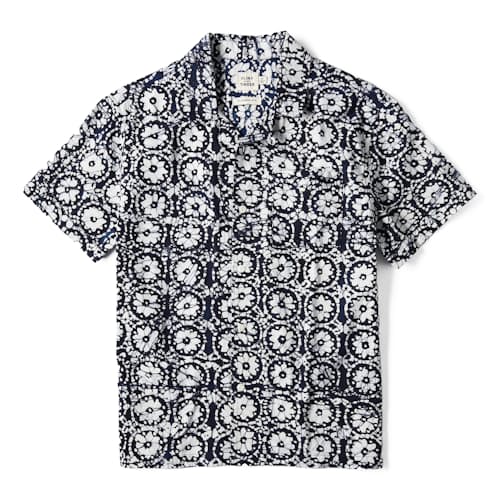 laydown image of Block Print Camp Collar Shirt