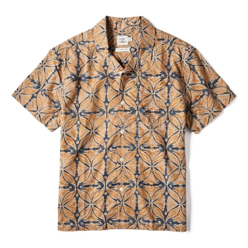 laydown image of Block Print Camp Collar Shirt