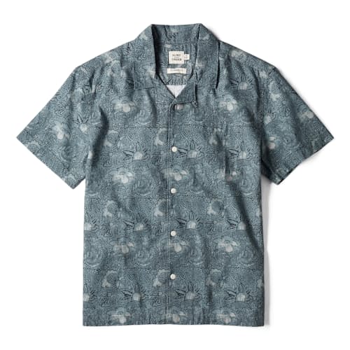 laydown image of Block Print Camp Collar Shirt