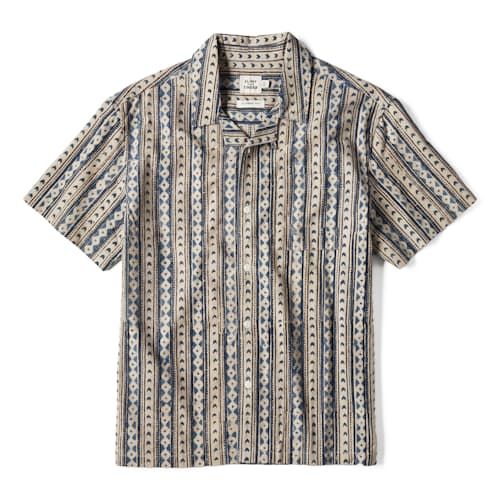 laydown image of Block Print Camp Collar Shirt