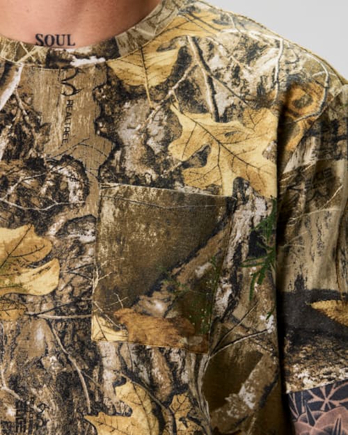 on model image of Realtree® Camo Pocket T-Shirt