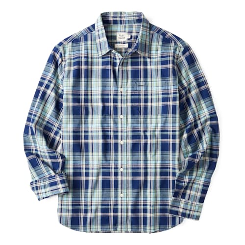 laydown image of Madras Long Sleeve Button Down