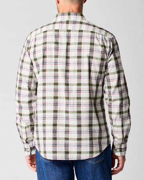 on model image of Madras Long Sleeve Shirt