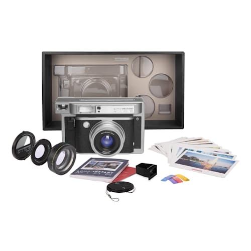 laydown image of Lomo’Instant Wide Camera & Lenses Monte Carlo Edition
