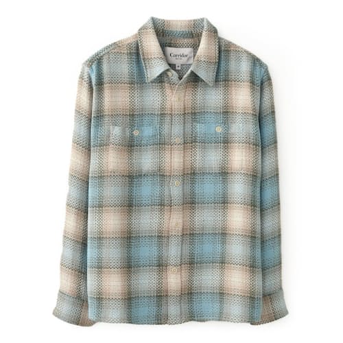 laydown image of Acid Plaid Lake Long Sleeve Shirt