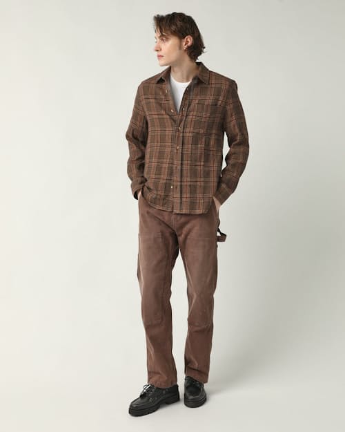 on model image of Clinton Hills Plaid Shirt