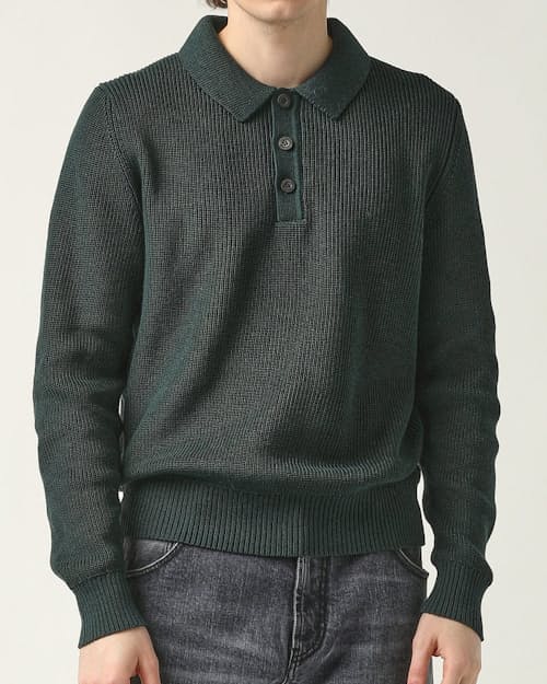on model image of Long Sleeve Slouchy Polo