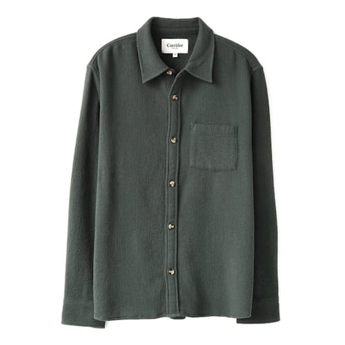 laydown image of Waffle Long Sleeve Button Down