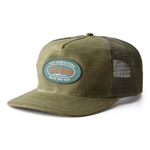 laydown image of Adventures Near and Far Waxed Canvas Trucker Hat