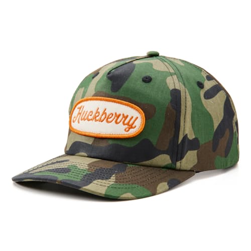 laydown image of Camo Script Patch Hat