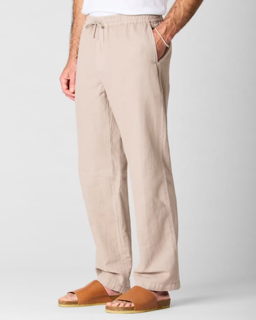 on model image of Cotton Linen Drawstring Pant