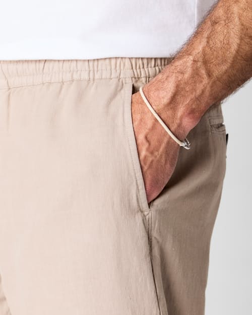 on model image of Cotton Linen Drawstring Pant