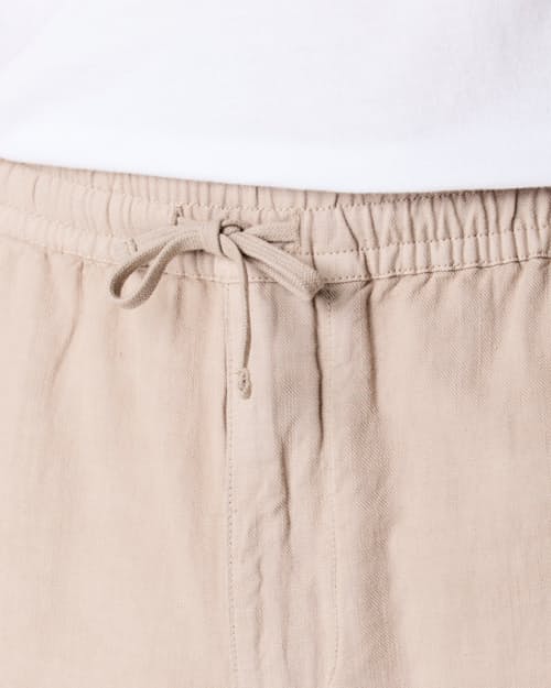 on model image of Cotton Linen Drawstring Pant