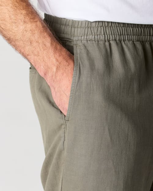 on model image of Cotton Linen Drawstring Pant