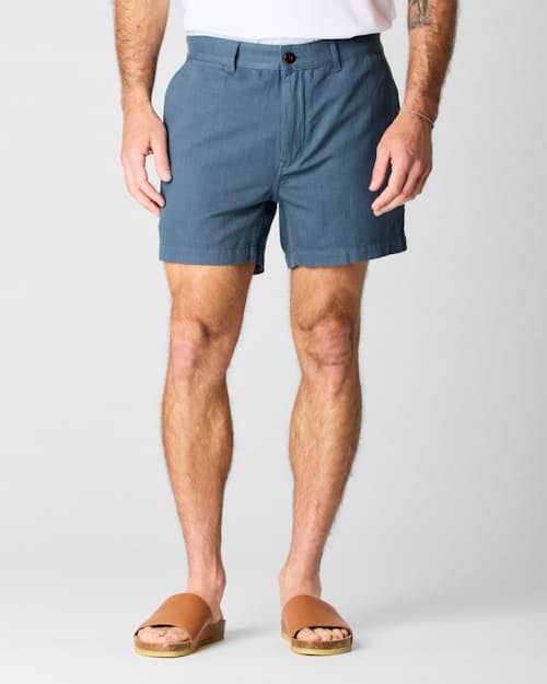 on model image of Cotton Linen Short - 5"