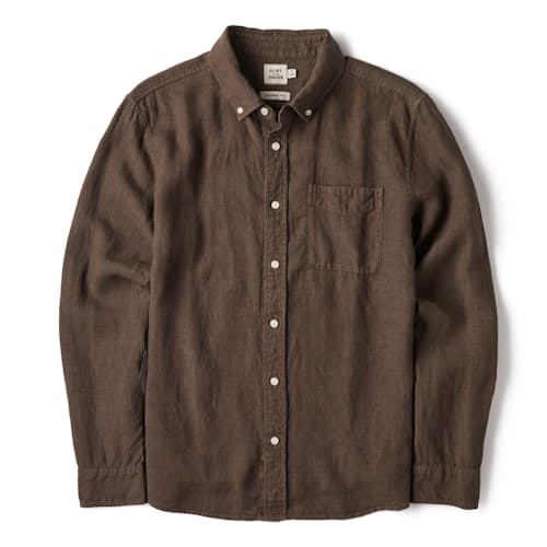 laydown image of Linen Long Sleeve Button Down