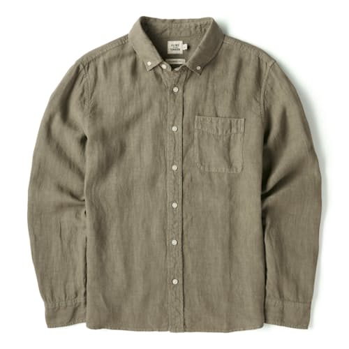 laydown image of Linen Long Sleeve Button Down