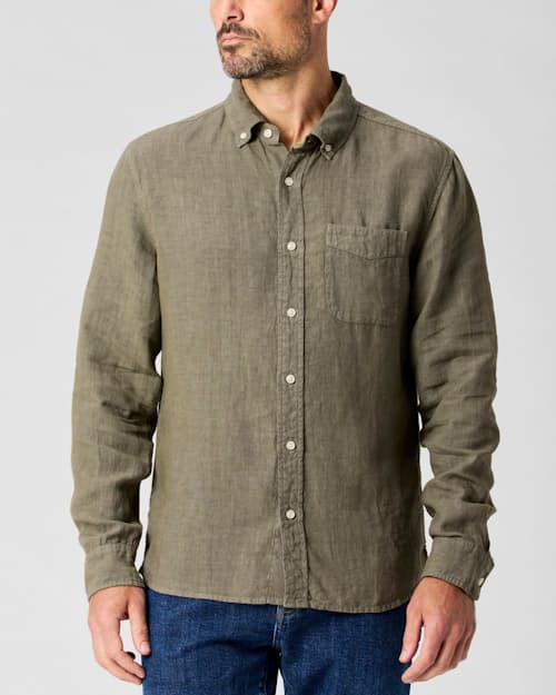 on model image of Classic Linen Shirt