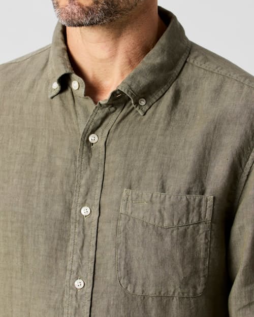 on model image of Classic Linen Shirt