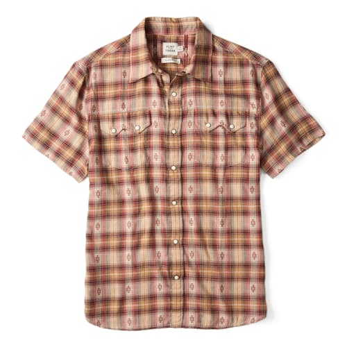 laydown image of Short Sleeve Sawtooth Western Shirt